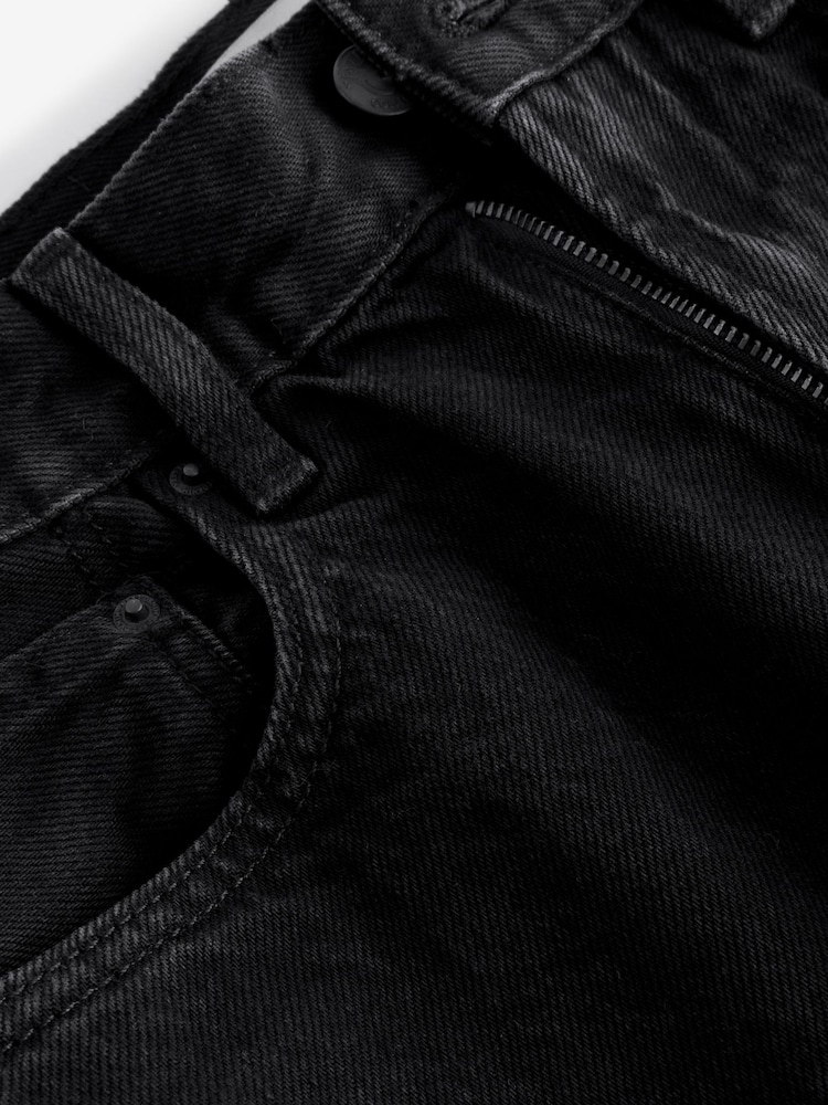 Black 100% Cotton Column Mom Jeans - Image 6 of 8