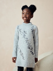 Grey Sequin Jumper Dress (3-16yrs) - Image 1 of 7