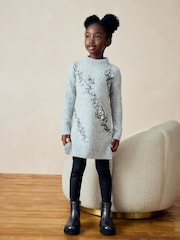 Grey Sequin Jumper Dress (3-16yrs) - Image 2 of 7