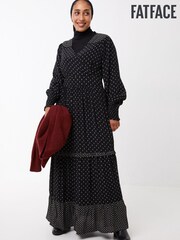 FatFace Ottilie Geo Black Maxi Dress - Image 1 of 4