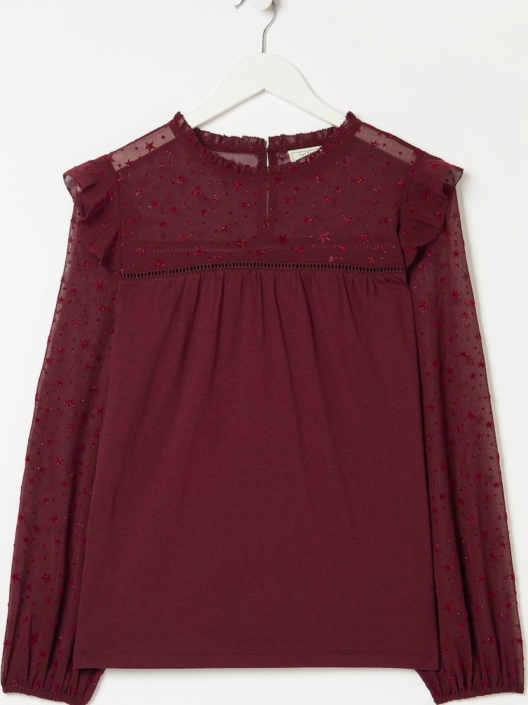 FatFace Purple Stella Star Jersey Top - Image 4 of 4