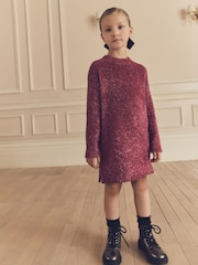 Berry Pink Sparkle Jumper Dress (3-16yrs) - Image 1 of 7