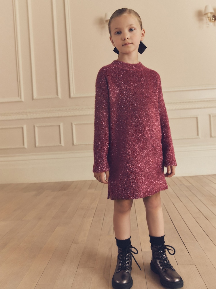Berry Pink Sparkle Jumper Dress (3-16yrs) - Image 1 of 7