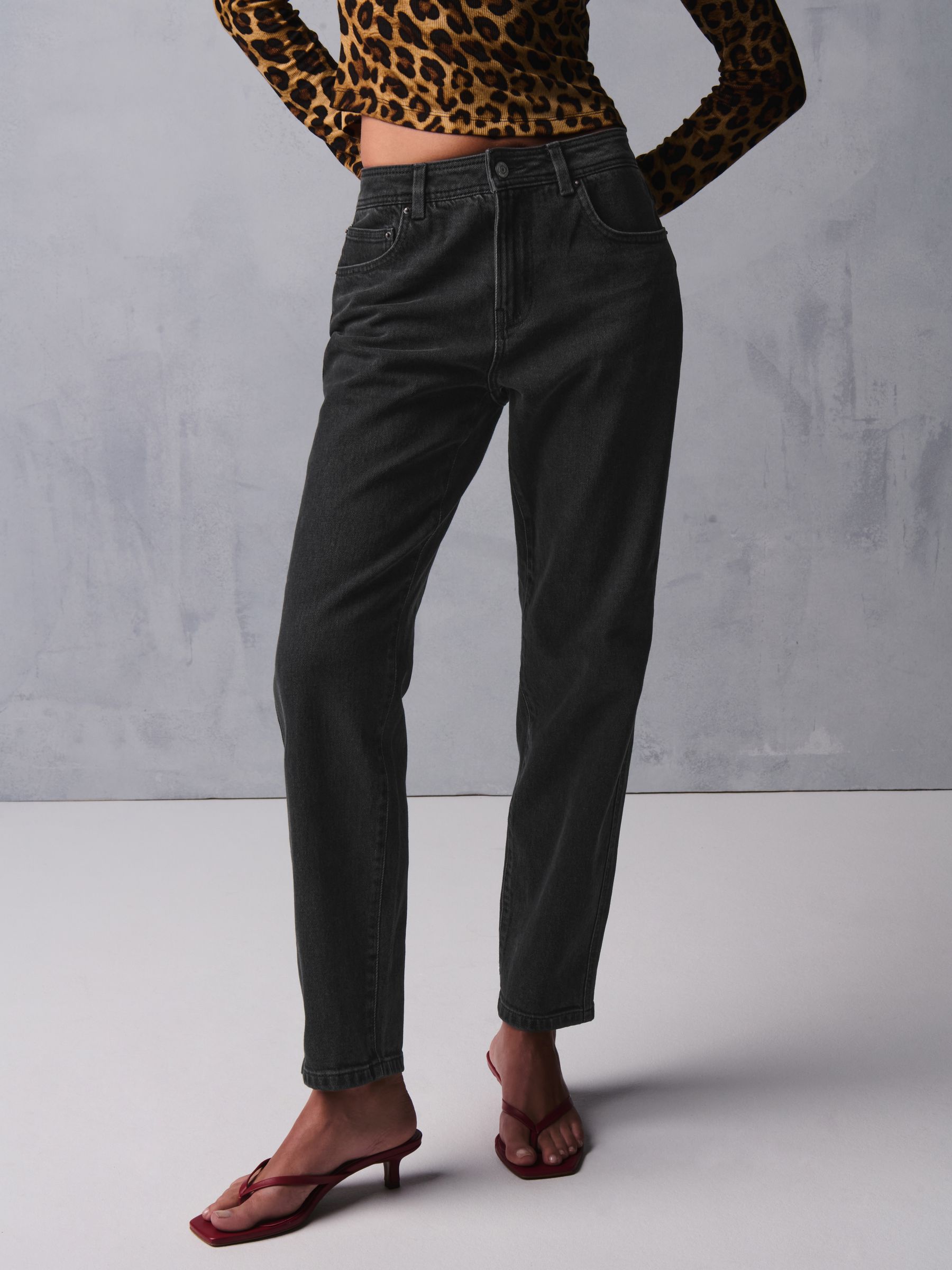 Buy Washed Black Mom Comfort Stretch Jeans from Next USA