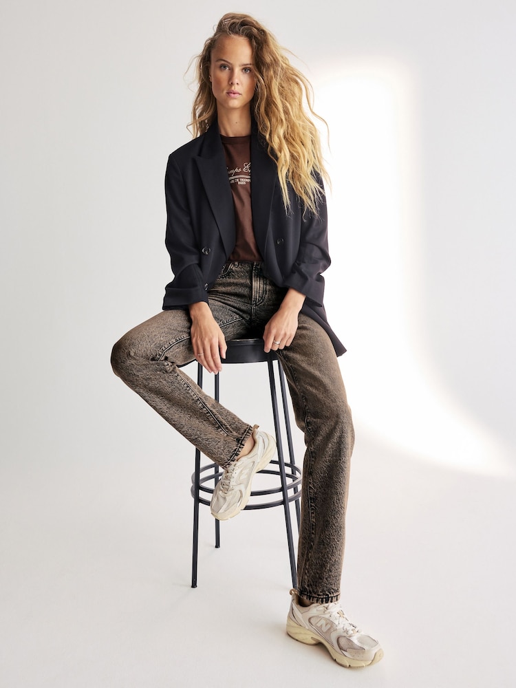 Brown Tinted 100% Cotton Rigid Straight Leg Jeans - Image 1 of 8