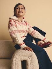 Red Fairisle Pattern Zip Neck Jumper (3-16yrs) - Image 1 of 6