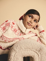 Red Fairisle Pattern Zip Neck Jumper (3-16yrs) - Image 4 of 6