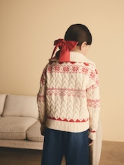Red Fairisle Pattern Zip Neck Jumper (3-16yrs) - Image 5 of 6