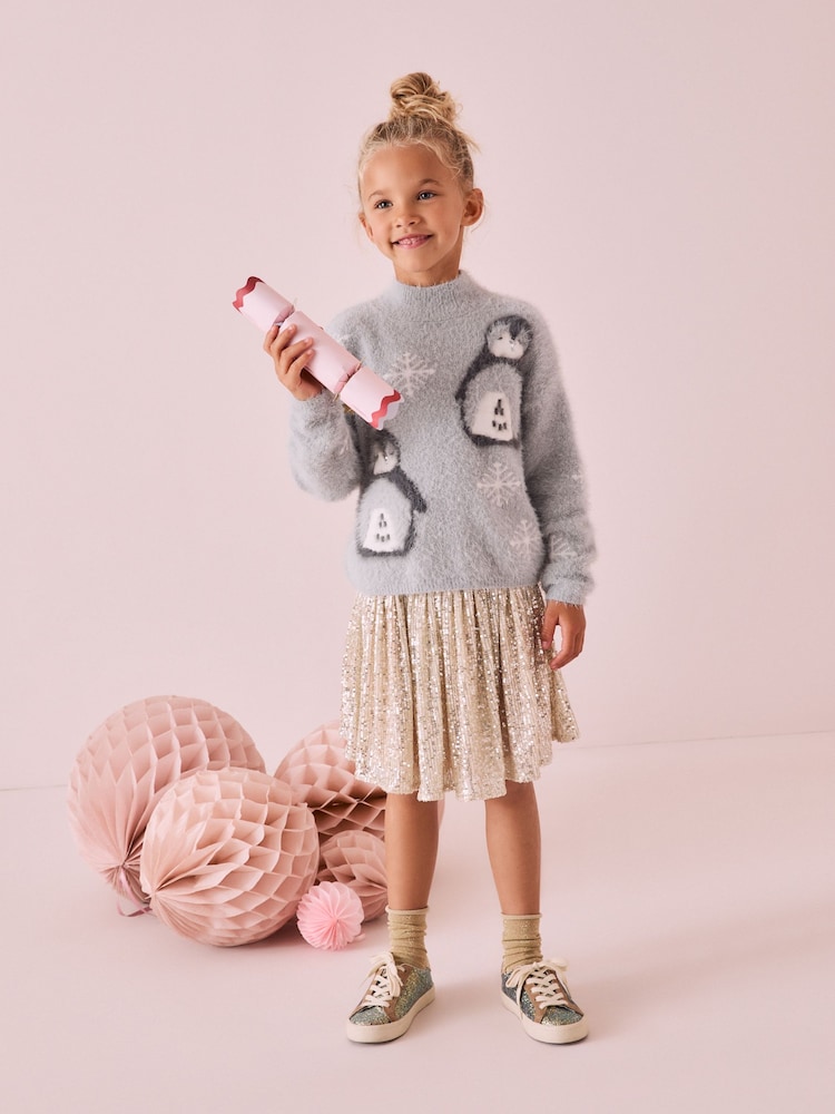 Grey Christmas Penguin Jumper (3-16yrs) - Image 2 of 9