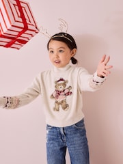 Ecru Christmas Bear Jumper (3-16yrs) - Image 2 of 7