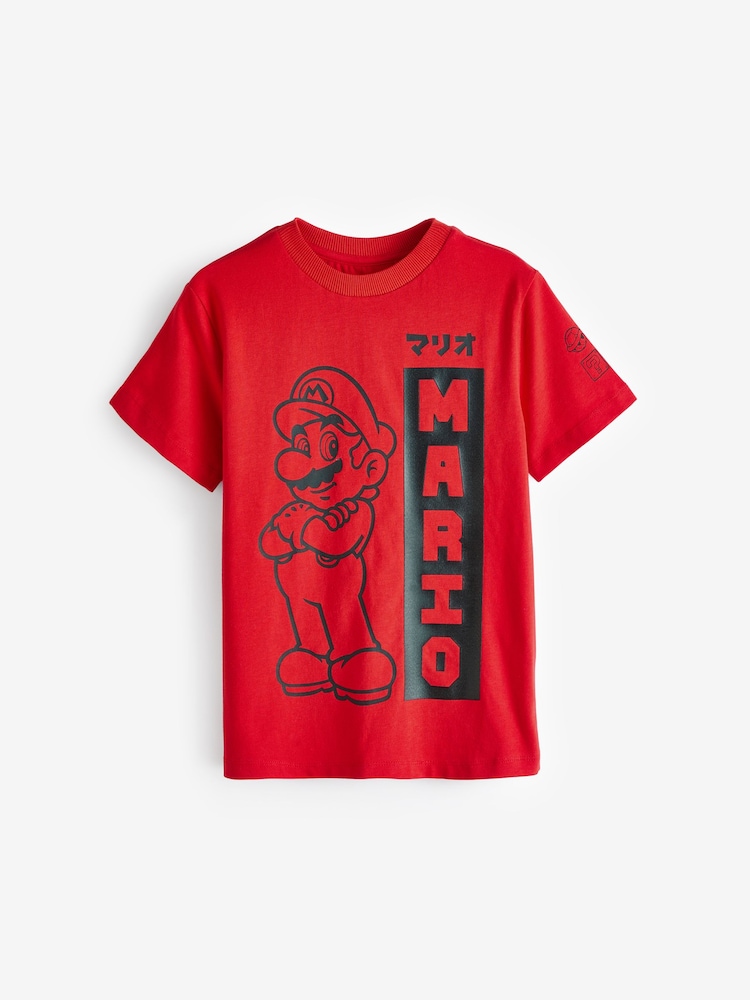 Red/Black Japan Mario Mario Gaming 100% Cotton T-Shirt (3-15yrs) - Image 1 of 3