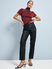 Black Coated Slim Straight Jeans - Image 1 of 7