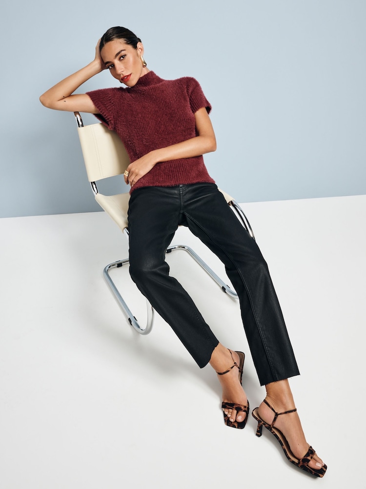 Black Coated Slim Straight Jeans - Image 2 of 7