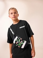Black Licensed Minecraft Bag T-Shirt (3-16yrs) - Image 1 of 5