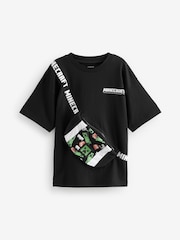 Black Licensed Minecraft Bag T-Shirt (3-16yrs) - Image 3 of 5