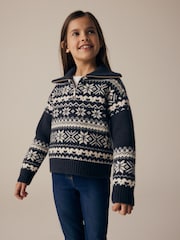 Black/White Matching Family Kids Christmas Fairisle Pattern Jumper (3-16yrs) - Image 1 of 9