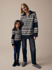 Black/White Matching Family Kids Christmas Fairisle Pattern Jumper (3-16yrs) - Image 2 of 9