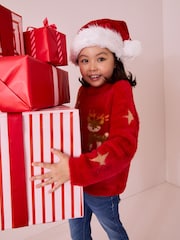 Red Fluffy Reindeer Jumper (3-16yrs) (3-16yrs) - Image 2 of 8
