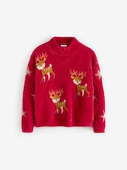 Red Fluffy Reindeer Jumper (3-16yrs) (3-16yrs) - Image 5 of 8