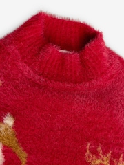 Red Fluffy Reindeer Jumper (3-16yrs) (3-16yrs) - Image 7 of 8