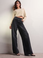 Washed Black Rigid Wide Leg 100% Cotton Jeans - Image 2 of 7