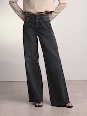 Washed Black Rigid Wide Leg 100% Cotton Jeans - Image 3 of 7