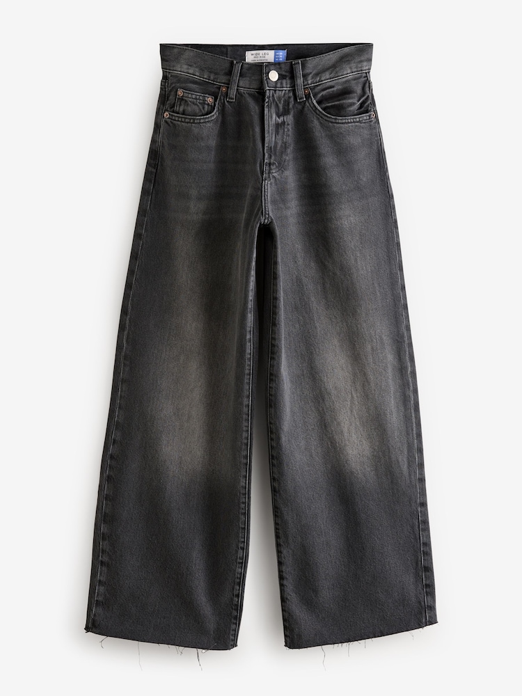Noir lavé - Jeans rigides à jambe large 100% coton - Image 6 of 7