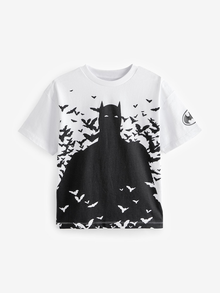 White 100% Cotton Licensed Batman T-Shirt (3-15yrs) - Image 1 of 3
