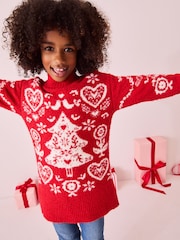 Red Christmas Jumper Dress (3-16yrs) - Image 1 of 8
