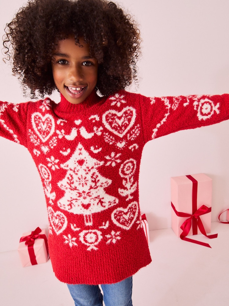 Red Christmas Jumper Dress (3-16yrs) - Image 1 of 8