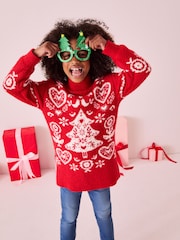 Red Christmas Jumper Dress (3-16yrs) - Image 2 of 8