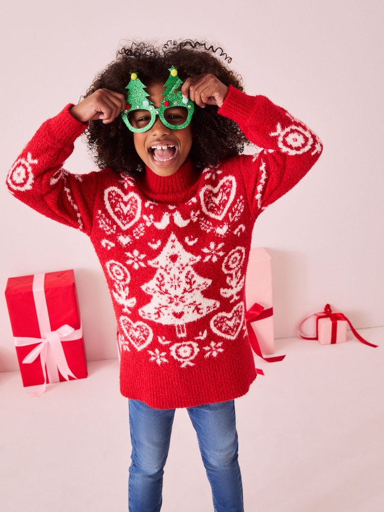 Red Christmas Jumper Dress (3-16yrs) - Image 2 of 8