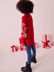Red Christmas Jumper Dress (3-16yrs) - Image 3 of 8