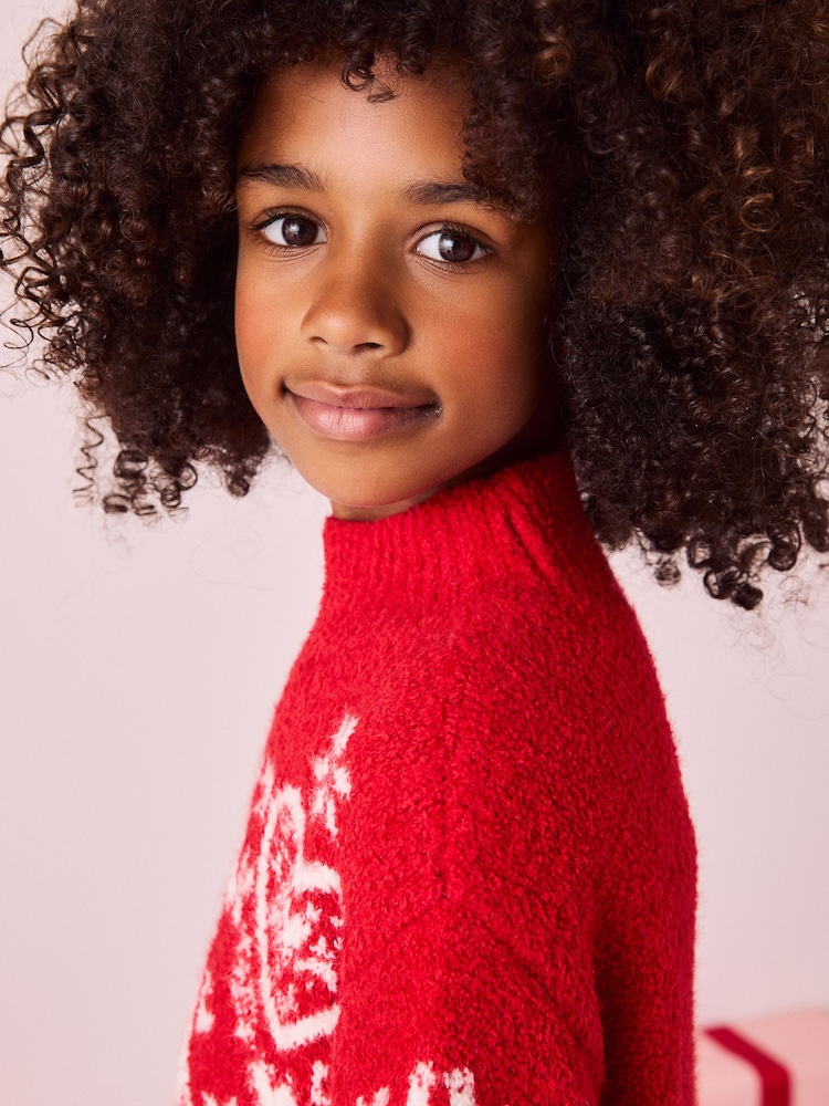 Red Christmas Jumper Dress (3-16yrs) - Image 4 of 8