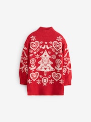 Red Christmas Jumper Dress (3-16yrs) - Image 5 of 8