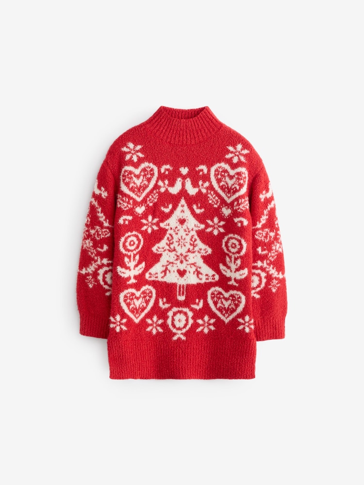 Red Christmas Jumper Dress (3-16yrs) - Image 5 of 8