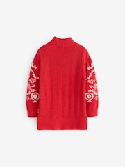 Red Christmas Jumper Dress (3-16yrs) - Image 6 of 8