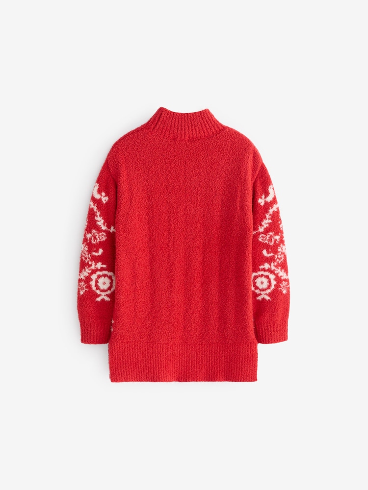 Red Christmas Jumper Dress (3-16yrs) - Image 6 of 8