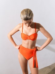 French Connection Orange Balcony Pleated Wired Bikini Top - Image 3 of 4
