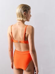French Connection Orange Balcony Pleated Wired Bikini Top - Image 4 of 4