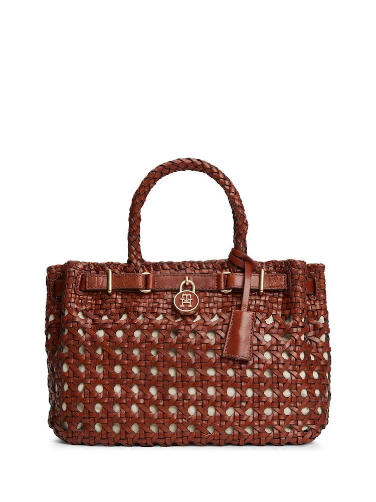 Tommy Hilfiger Brown The American Icon Braided Leather Tote Bag - Image 1 of 5