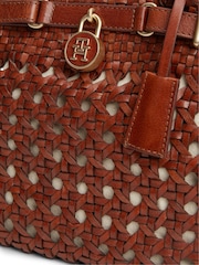 Tommy Hilfiger Brown The American Icon Braided Leather Tote Bag - Image 4 of 5