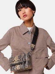 Whistles Black Snake Effect Bibi Cross-Body Bag - Image 1 of 5