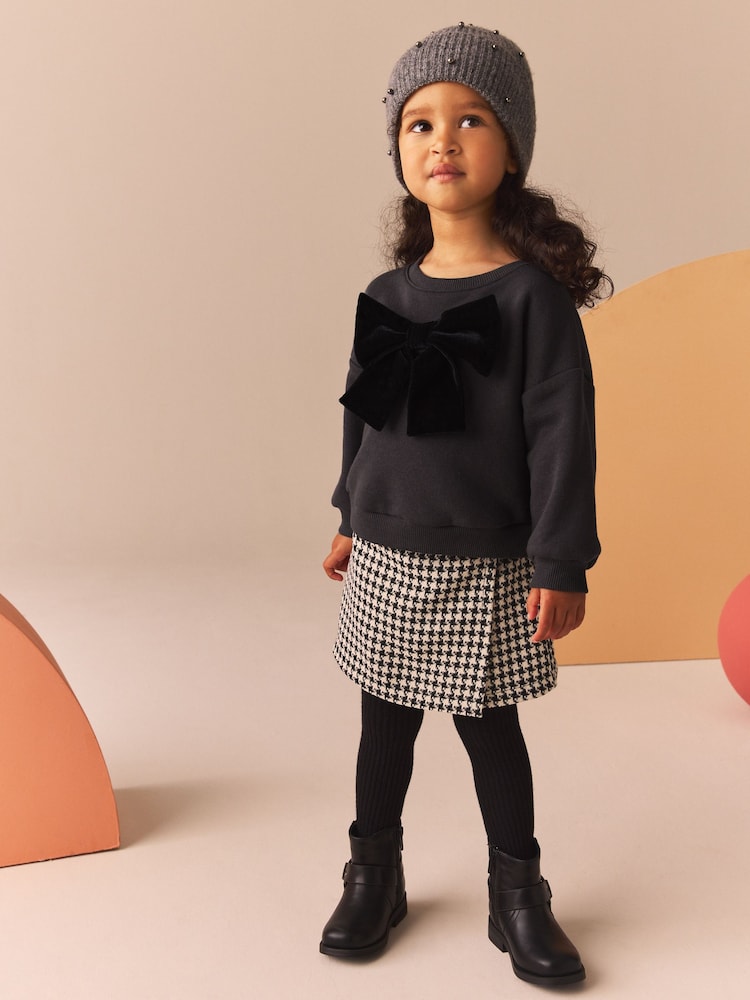 Black Bow Sweatshirt & Skort Set (3mths-7yrs) - Image 1 of 10