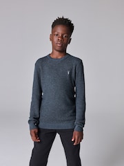 smALLSAINTS Navy Boys Waffle Knitted Jumper - Image 1 of 7