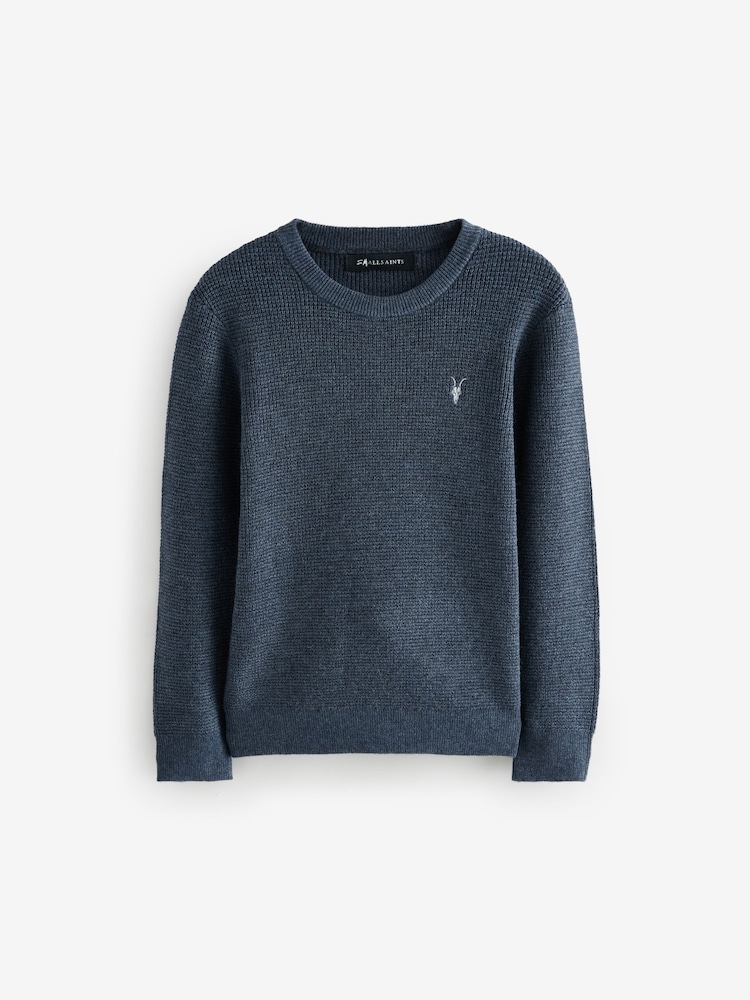 Marineblauw - smALLSAINTS Boys Waffle Knitted Jumper - Image 4 of 7