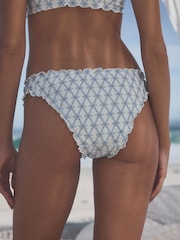 Blanc/Bleu - Bas de bikini brodé à jambe haute - Image 4 of 7