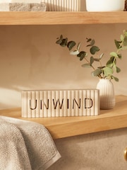 Natural Unwind Rib Word Block Ornament - Image 1 of 5