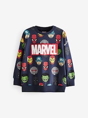 Navy Blue 100% Cotton License Marvel Flip Sequin Long Sleeve T-Shirt (3-16yrs) - Image 1 of 4