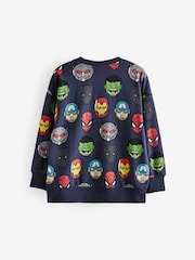 Navy Blue 100% Cotton License Marvel Flip Sequin Long Sleeve T-Shirt (3-16yrs) - Image 2 of 4